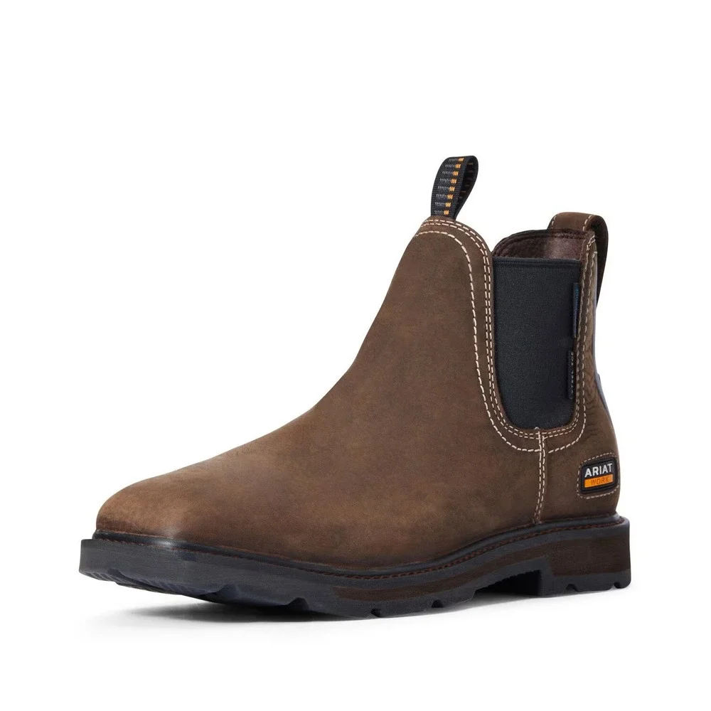 Mens Sz 10.5 ARIAT WORK Groundbreaker Chelsea H2O Steel Toe Boots Dark Brown NEW